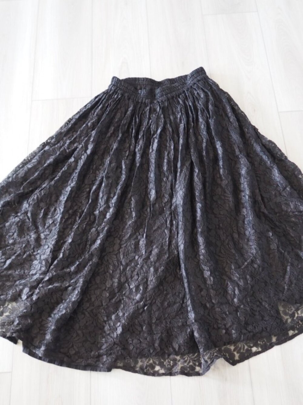 HolyClothing Black Lace Maxi Skirt S/M Goth Boho Fairycore Rayon Renaissance - Picture 7 of 10